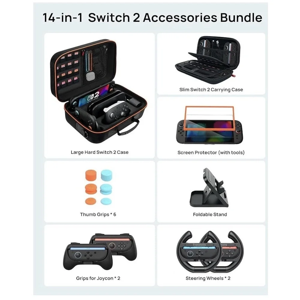 14 In 1 Accessories Bundle Compatible With Nintendo Switch 2025 Large Hard Switc